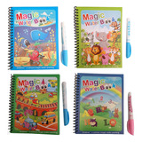 Set X4 Libro Mágico Para Colorear Con Agua Para Niño Y Niña