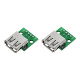 Conector Ficha Usb 2.0 Hembra Dip 2.54mm En Pcb - Pack X2