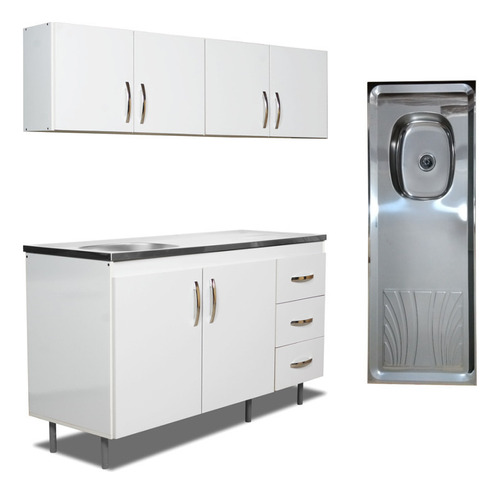 Combo Bajo Mesada 140 Alacena Mesada Muebles Cocina Melamina