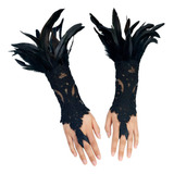 (bk) Guantes De Encaje Para Decoración De Plumas De Vampiros