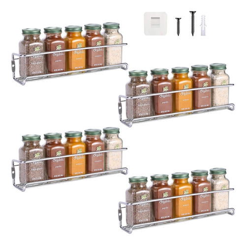 4 Tier Single Hanging Spice Rack Organizer For Cabinet- Wall