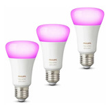 Philips Hue Lampara Led E27 Color 9w X3 Unidades