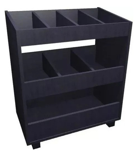 Estante Baú Organizador Brinquedos90x80x30 Preto Com Rodinas