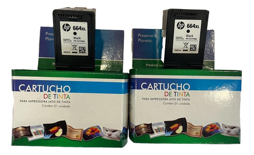 Kit Cartuchos De Tinta Remanufaturado 664xl Preto