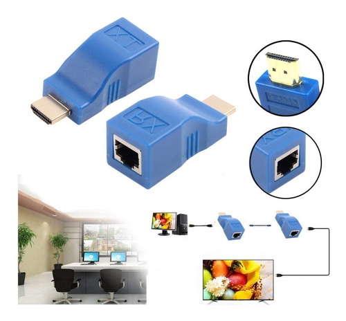 Convertidor Extensor Lan Rj45 Hdmi Convertidor Tx Rx 30m