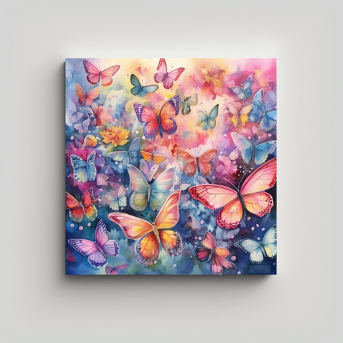 60x60cm Cuadro Arte Vanguardia Con Mariposas De Colores