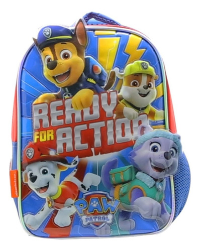 Mochila 12 PuLG Espalda Paw Patrol Ready Int Pw103 Cresko Color Azul Diseño De La Tela Liso