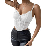 Corset Bustier Top Shein Importado Blanco Encaje Aesthetic