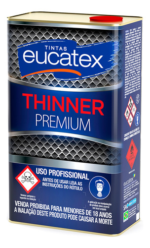 Thinner 9116 Diluição Esmaltes Primers Incolor Eucatex 5lt