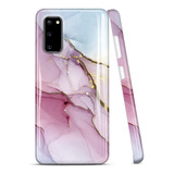 Funda Para Samsung Galaxy S20 - Marmol Rosa Y Celeste