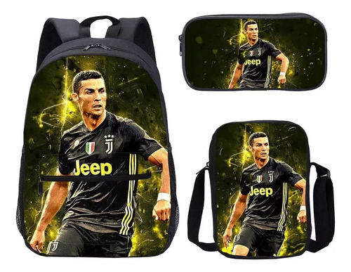 3 Piezas Para Mochilas De Cristiano Ronaldo Para Niños Y Niñ