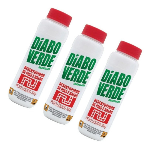 Kit 3 Soda Diabo Verde Granulado Desentupir Pia E Bacia 300g