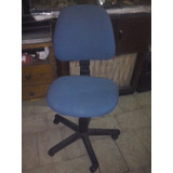 Silla Giratoria Para Oficina Con Rueditas  Tapizada Azul 