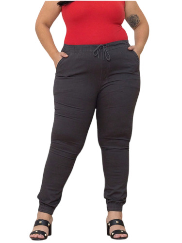 Calça Jogger Feminina Sarja Premium Plus Alta Elasticidade