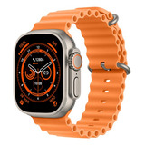 Reloj Inteligente Smartwatch Serie 8 Ultra T800 49mm Color De La Caja Blanco Color De La Malla Naranja Color Del Bisel Gris Diseño De La Malla Deportiva