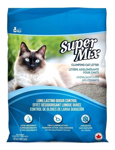 Arena Sanitaria Aglutinante Sin Aroma Para Gatos Cat Love Super Mix En Bolsa De 18kg X 18kg De Peso Neto  Y 18kg De Peso Por Unidad