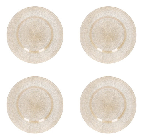 Set 4 Plato Base Vidrio Circle Dorado Brilloso 33 Cm Dk-08_4