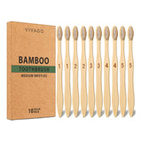 Vivago Cepillos De Dientes De Bambu Con Cerdas Medianas, Paq