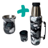 Mate + Termo 1.2 Lts Acero Inoxidable Pico Cebador Camuflado