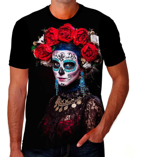 Camiseta Camisa Caveira Mexicana Masculina Femenina Tatoo 8