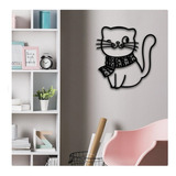 Cuadro Decorativo Gato Gatito Kawaii Grande En Madera