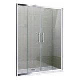 Mampara Baño 130x160cm 4 Hojas Transparente 8mm Perfil Negro