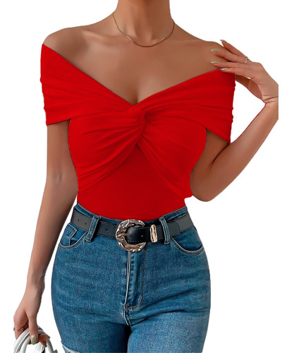 Blusa Crop Top Mujer Fruncido Delantero Sexy Moda Casual