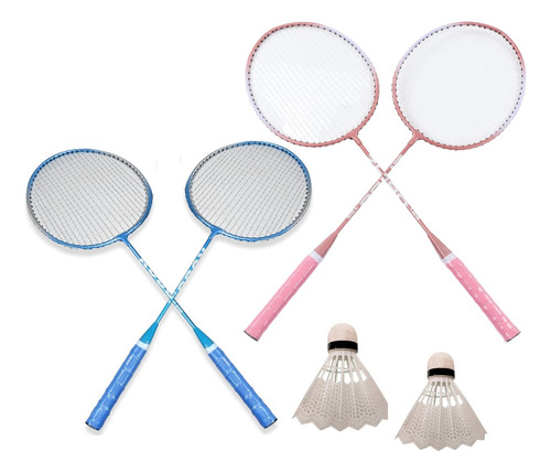 Raquetas Badminton X 2 Unid + 2 Gallitos Pelotas + Estuche
