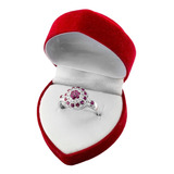 Anillo Frutilla Plata 925 Piedras Tipo Flor Mamá Mujer 