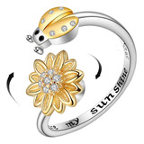 Anillo Plata 925 Antiestres Giratorio Girasol Catarina Joyas