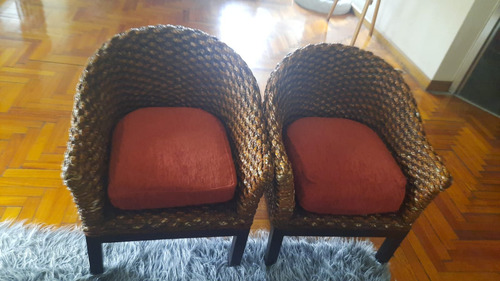 Sillón De Rattan Paris + Almohadones / Por 2 Unidades .