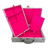 Kit 2 Maletas Porta Jóias Grande Dupla Vários Modelos Pink