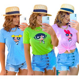 Camisetas Meninas Super Poderosa Kit Com 3 Un Envio Imediato