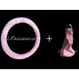 Kit Cubre Volante Rosa Con Negro + Cubre Palanca    Mujer