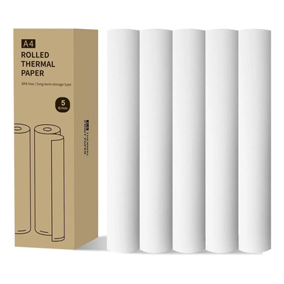 A4 Papel Térmico 5 Rollos Para Peripage 210mm X 7.5m Color Blanco