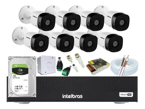 Kit 8 Cameras Intelbras 1120, Dvr 8ch 1008c, Hd 1 Tera