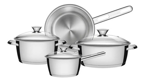 Bateria De Cocina 4 Piezs Set Ollas Tramontina Allegra Acero