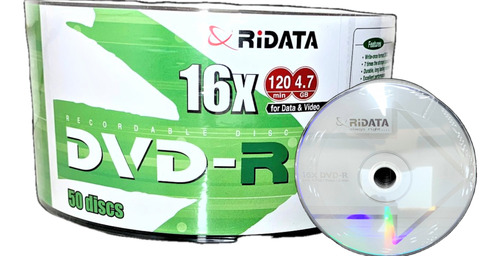 200 Dvd-r Ridata Logo Branco 4.7gb 120 Minutos 16x Original