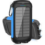 Cargador Solar Portatil De 38800 Mah Usb Impermeable - Azul 