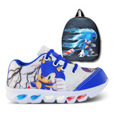 Tenis De Led Infantil Masculino Sonic Mais Mochila