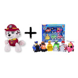 Paw Patrol Colección Completa De Carros De Impulso + Peluche