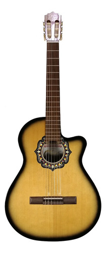 Guitarra Clasica Fonseca Modelo 39kec Corte Y Eq Color Esfumada Orientación De La Mano Derecha