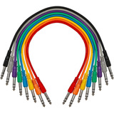 Pack 08 Cables Patch 1/4 Trs-trs 43cm Balanceado Colores