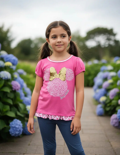 Conjunto Niña Blusa Y Legging Minnie Lentejuela Reversible