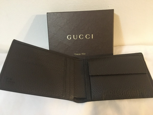 Cartera Gucci Bi-fold Wallet Marrón Cuero Original Nueva