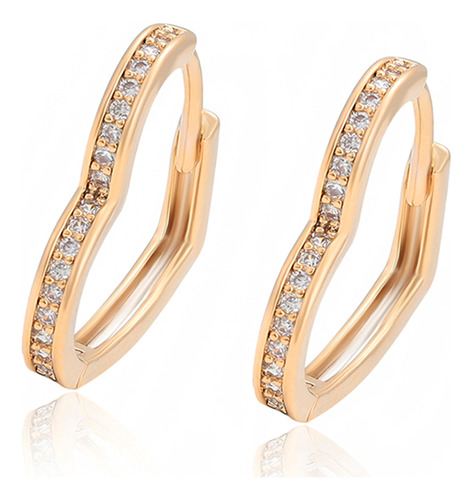 Aretes Oro 18k Lam Corazon Swarovski Blanco Arracada Mujer 