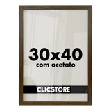 Moldura 30x40 Foto Quadro Acetato Poster Porta Certificado Cor Tabaco Liso