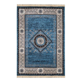 Tapete Tabriz Indiano 140x200cm 1,40x2,00m Tipo Belga Persa Cor Azul-celeste Desenho Do Tecido Clássico
