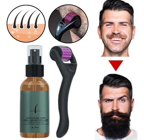 Kit De Cuidado Para Crecimiento Barba Hombres+dermaroller 