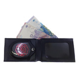 Porta Placa Credencial Billetera Con Cruz Malta Rojo